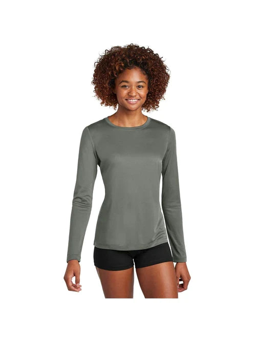 Sport-Tek Ladies Posi-UV Pro Long Sleeve with custom logo embroidery