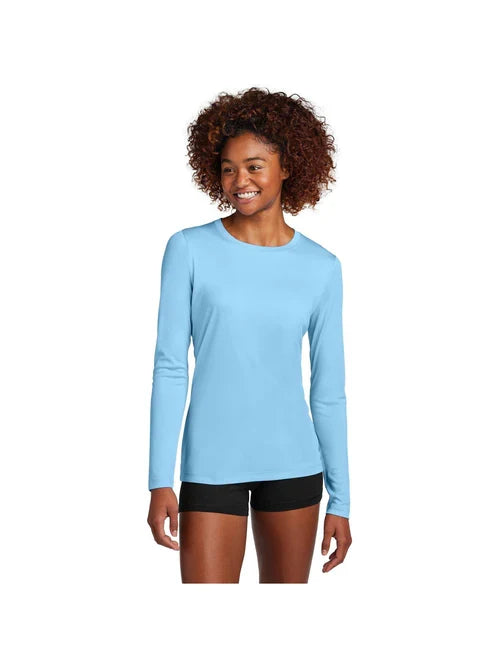 Sport-Tek Ladies Posi-UV Pro Long Sleeve with custom logo embroidery