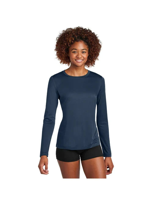 Sport-Tek Ladies Posi-UV Pro Long Sleeve with custom logo embroidery