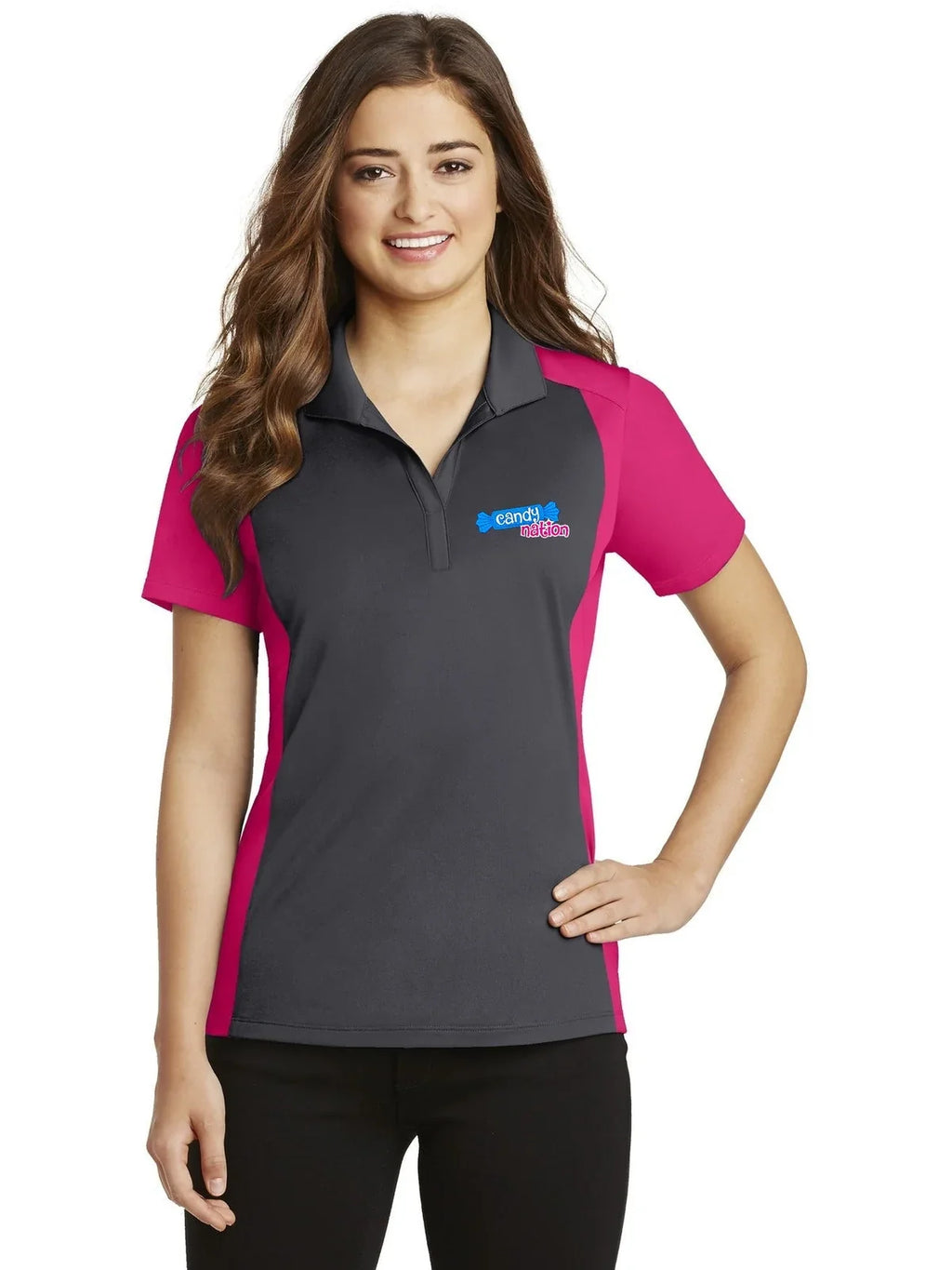 Sport-Tek Women's Colorblock Micropique Sport-Wick Polo with custom logo embroidery