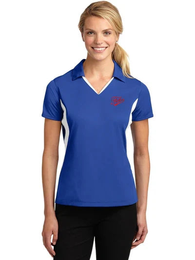 Sport-Tek Ladies Side Blocked Micropique Sport-Wick Polo with custom logo embroidery