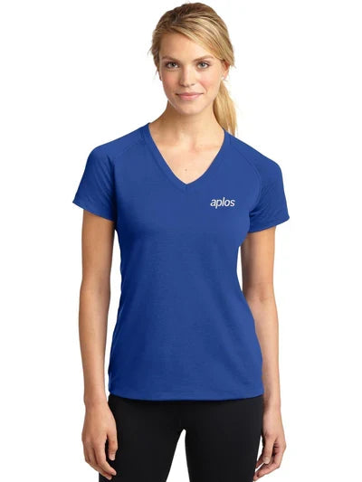 Sport-Tek Ladies Ultimate Performance V-Neck with custom logo embroidery