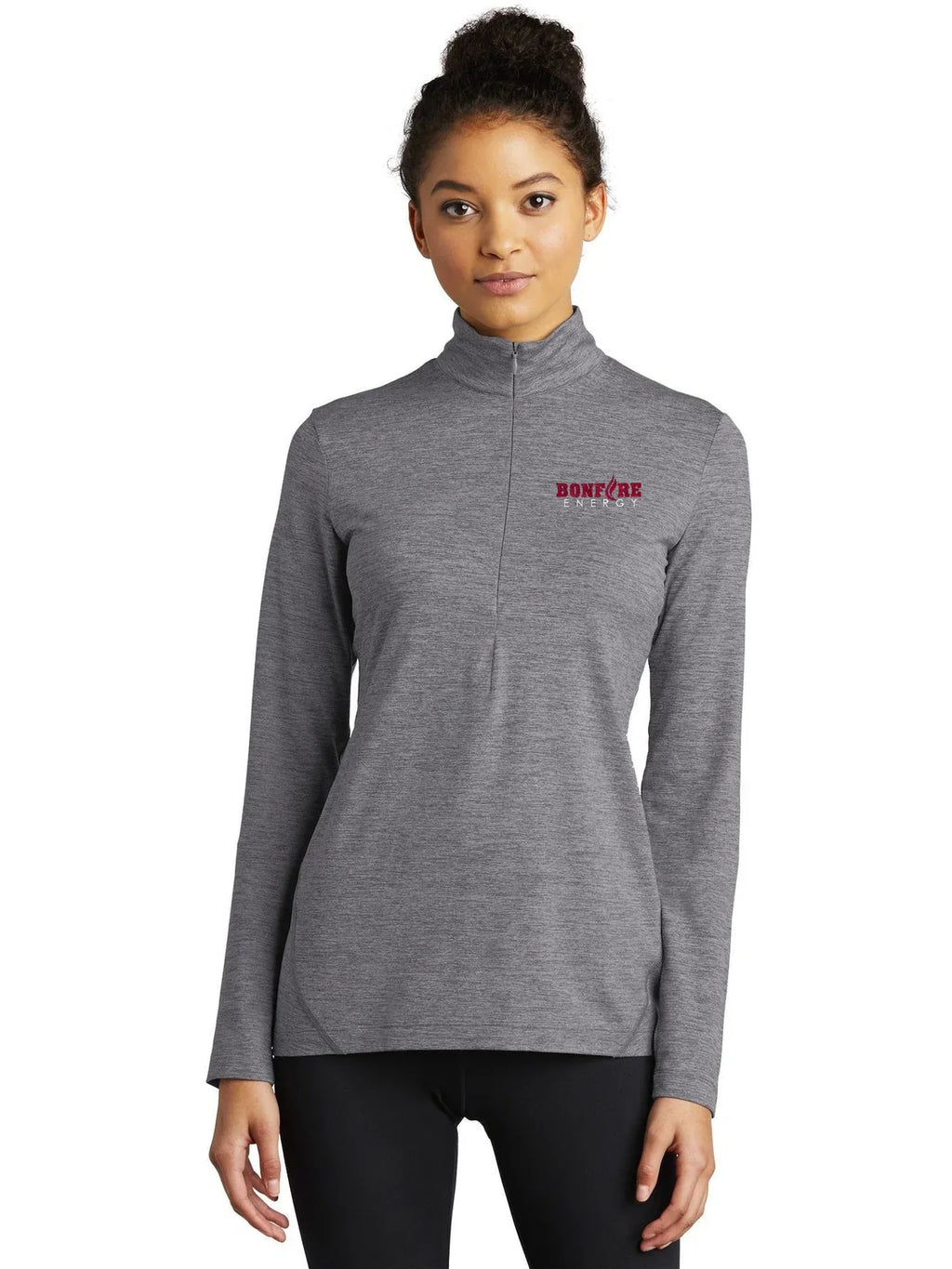 Sport-Tek Ladies Exchange 1.5 Long Sleeve 1/2-Zip with custom logo embroidery