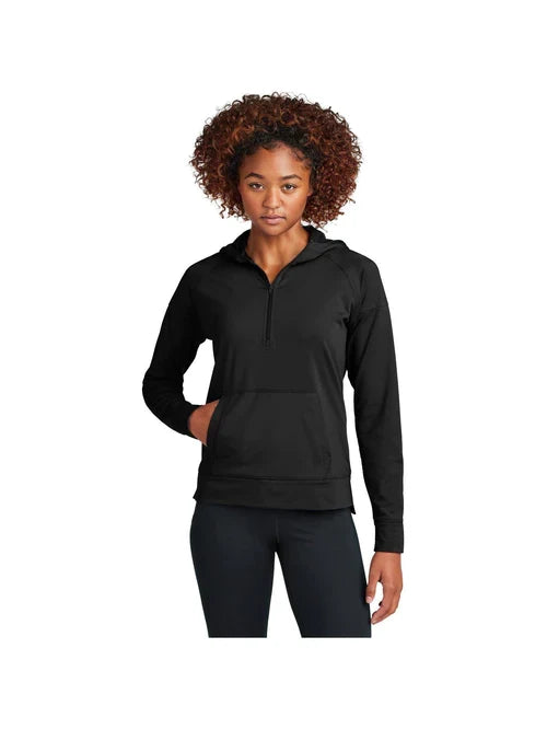 Sport-Tek Ladies Sport-Wick Stretch 1/2-Zip Hoodie with custom logo embroidery