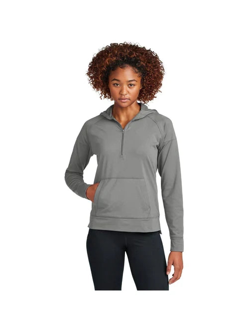 Sport-Tek Ladies Sport-Wick Stretch 1/2-Zip Hoodie with custom logo embroidery