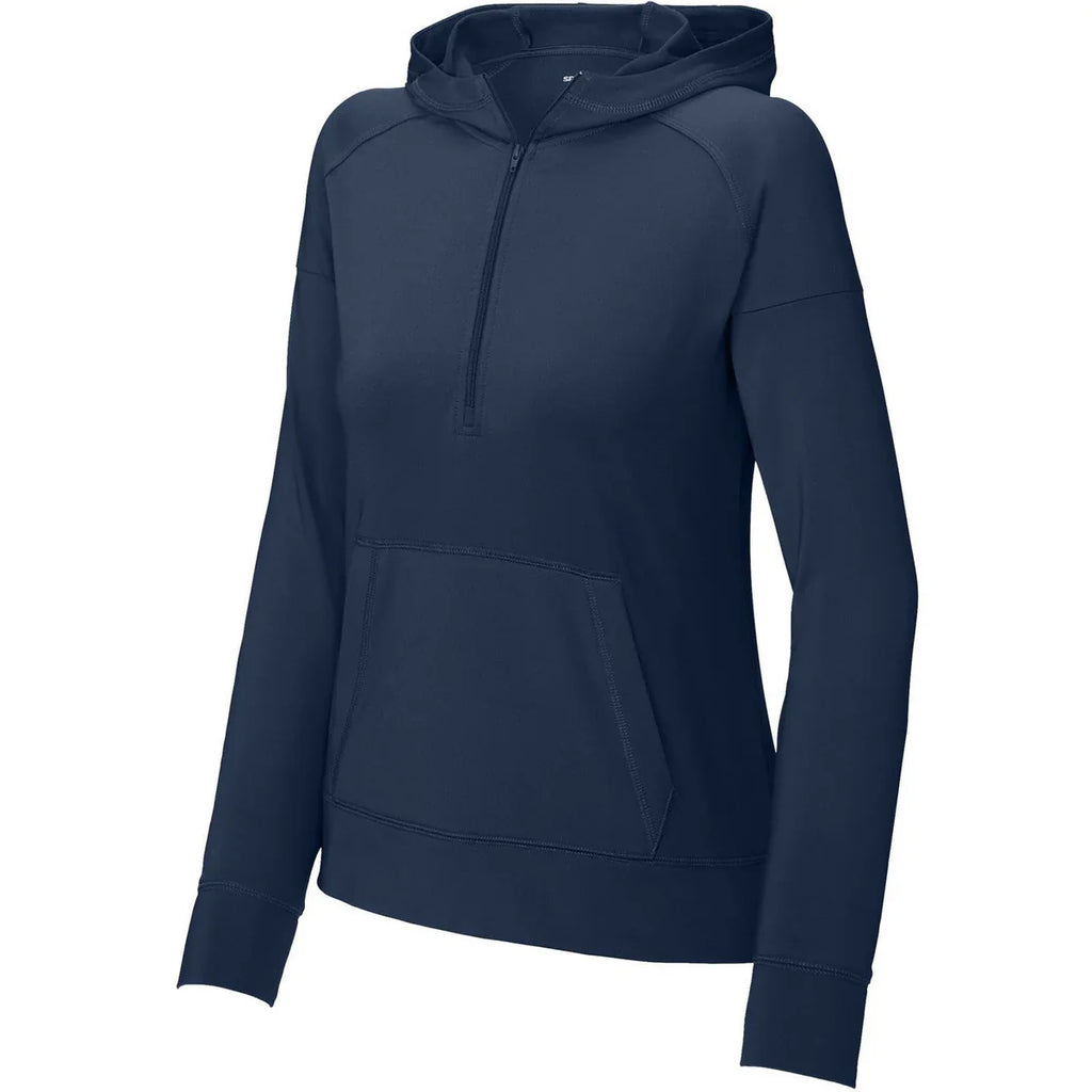 Sport-Tek Ladies Sport-Wick Stretch 1/2-Zip Hoodie with custom logo embroidery