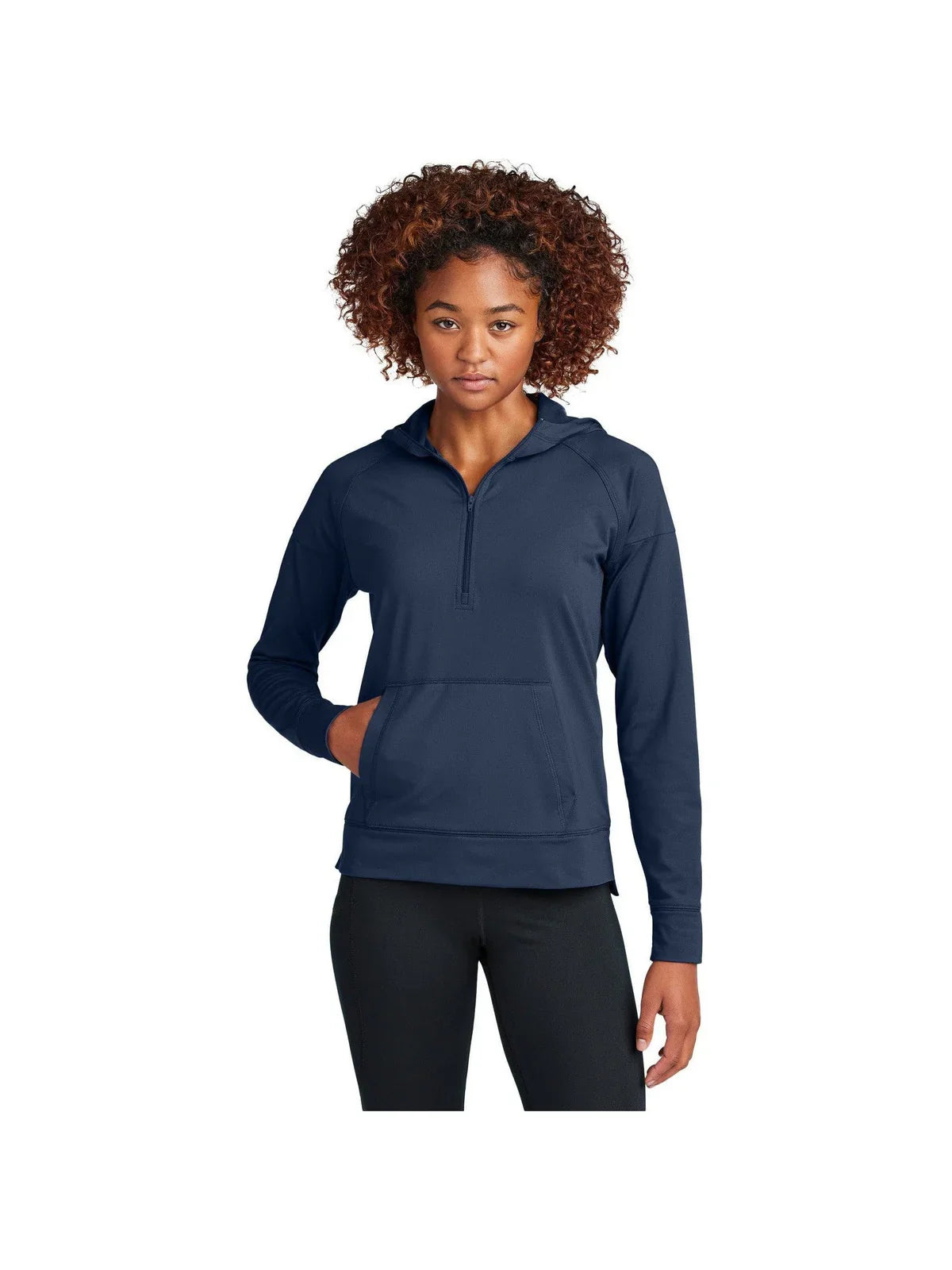Sport-Tek Ladies Sport-Wick Stretch 1/2-Zip Hoodie with custom logo embroidery