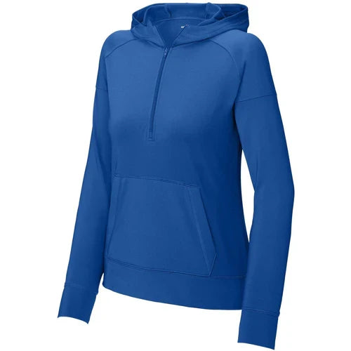 Sport-Tek Ladies Sport-Wick Stretch 1/2-Zip Hoodie with custom logo embroidery