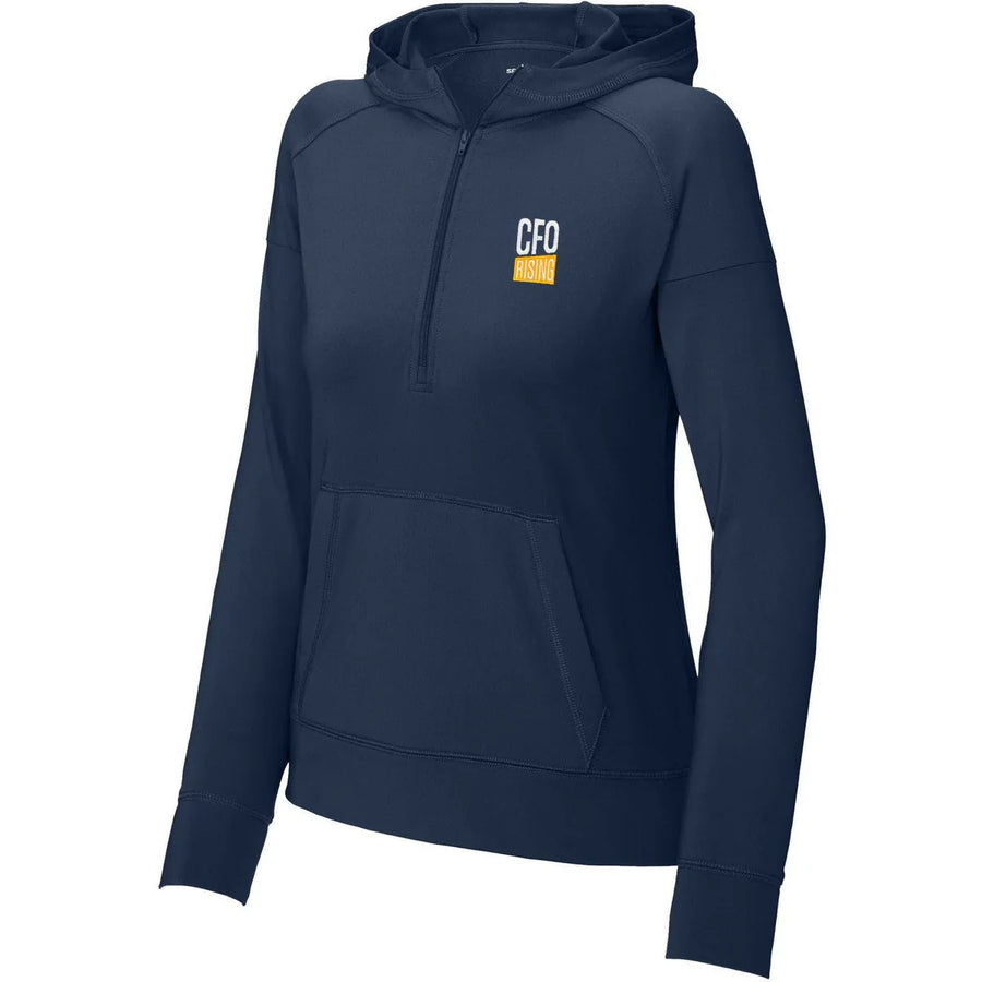 Sport-Tek Ladies Sport-Wick Stretch 1/2-Zip Hoodie with custom logo embroidery