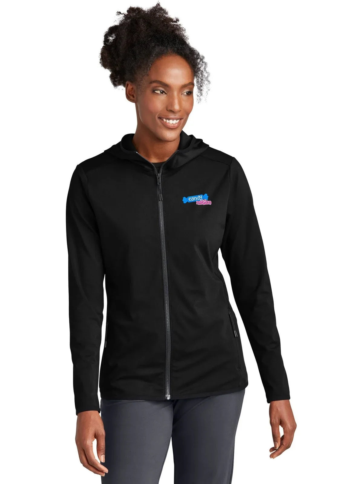 Sport-Tek Women's Circuit Hooded Full-Zip with custom logo embroidery