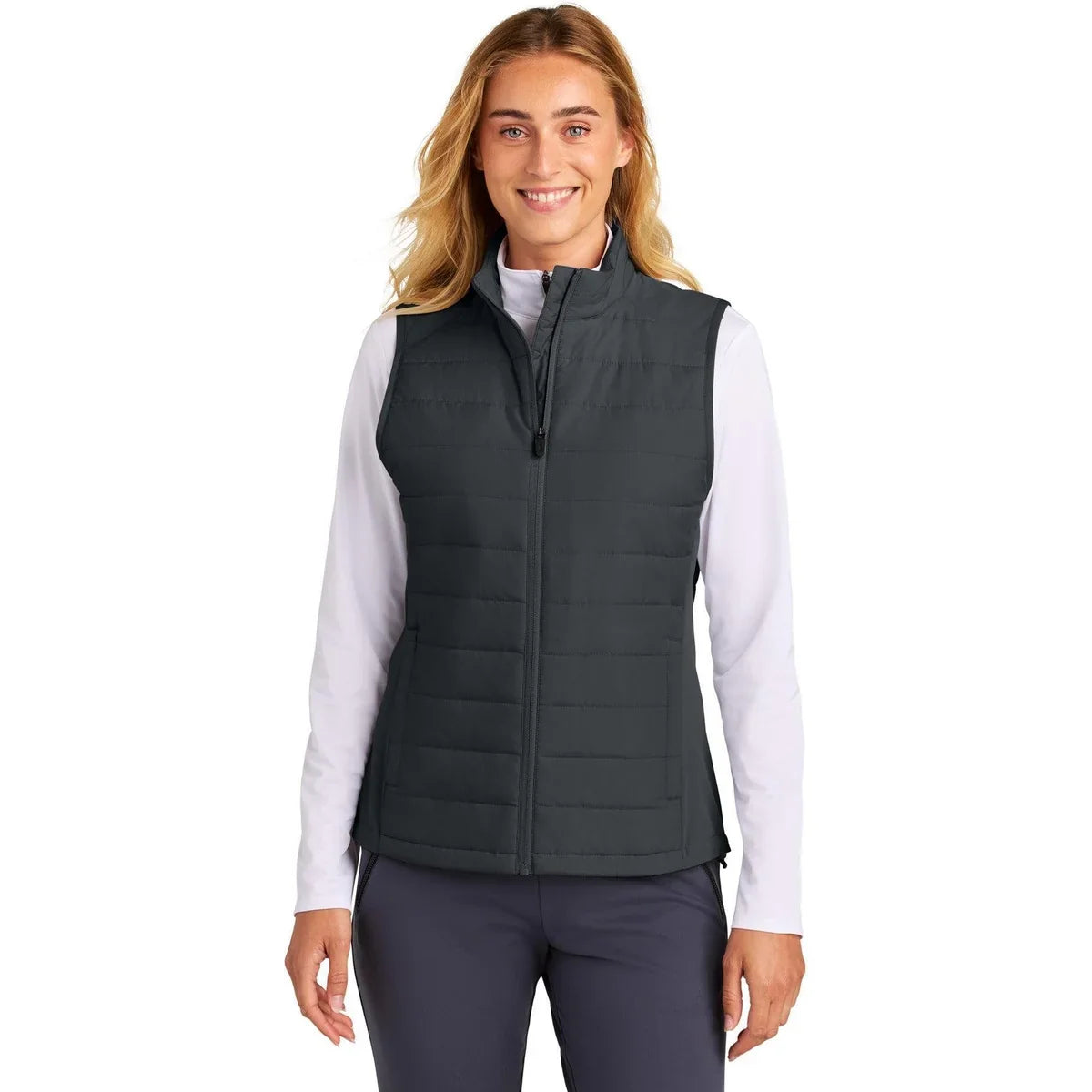 Sport-Tek Women’s Teknical Hybrid Vest with custom logo embroidery
