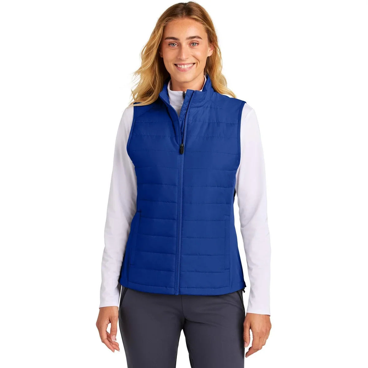Sport-Tek Women’s Teknical Hybrid Vest with custom logo embroidery