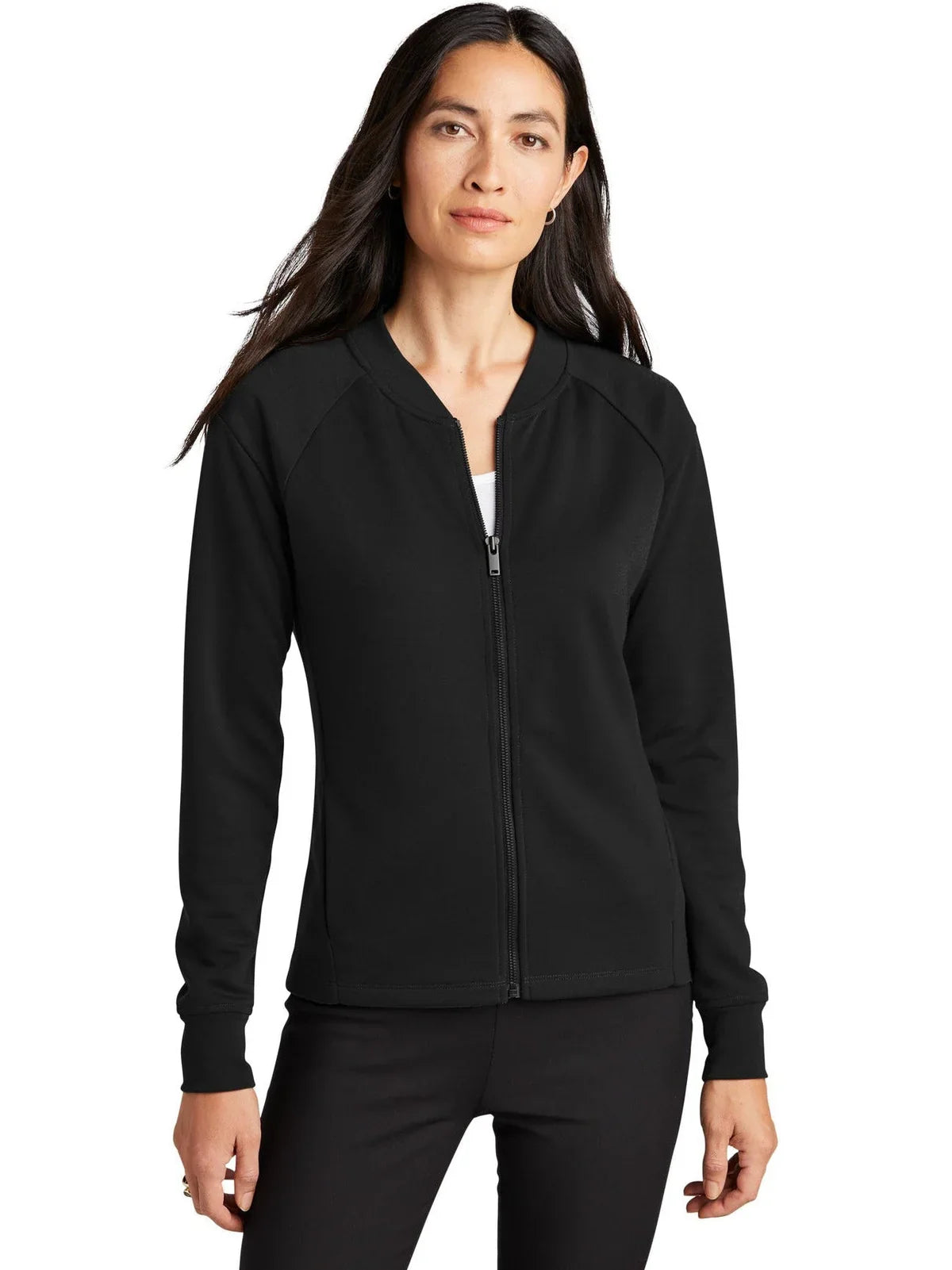 Mercer+Mettle Women's Double-Knit Bomber with custom logo embroidery
