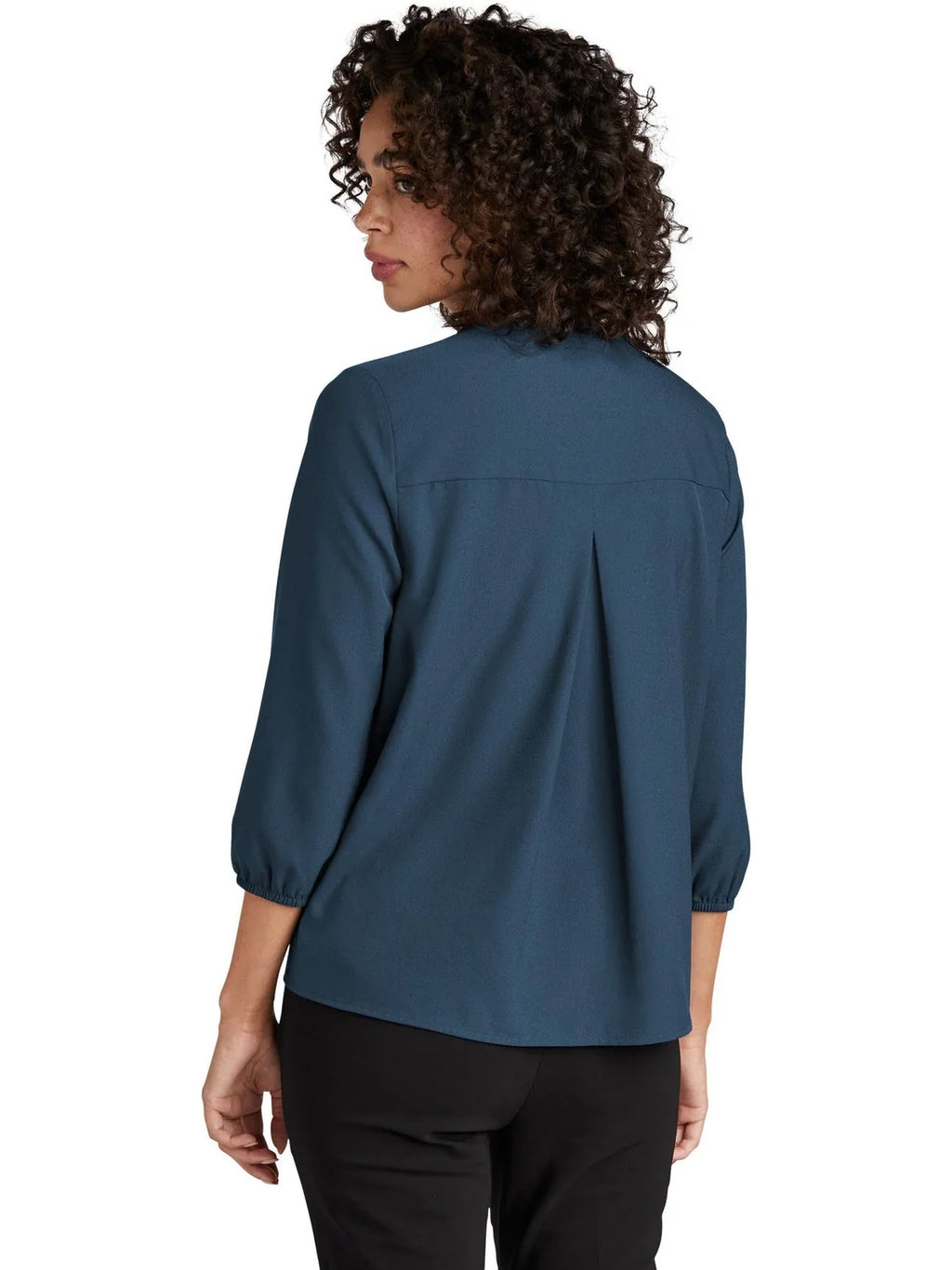 Mercer+Mettle Ladies Stretch Crepe 3/4-Sleeve Blouse with custom logo embroidery