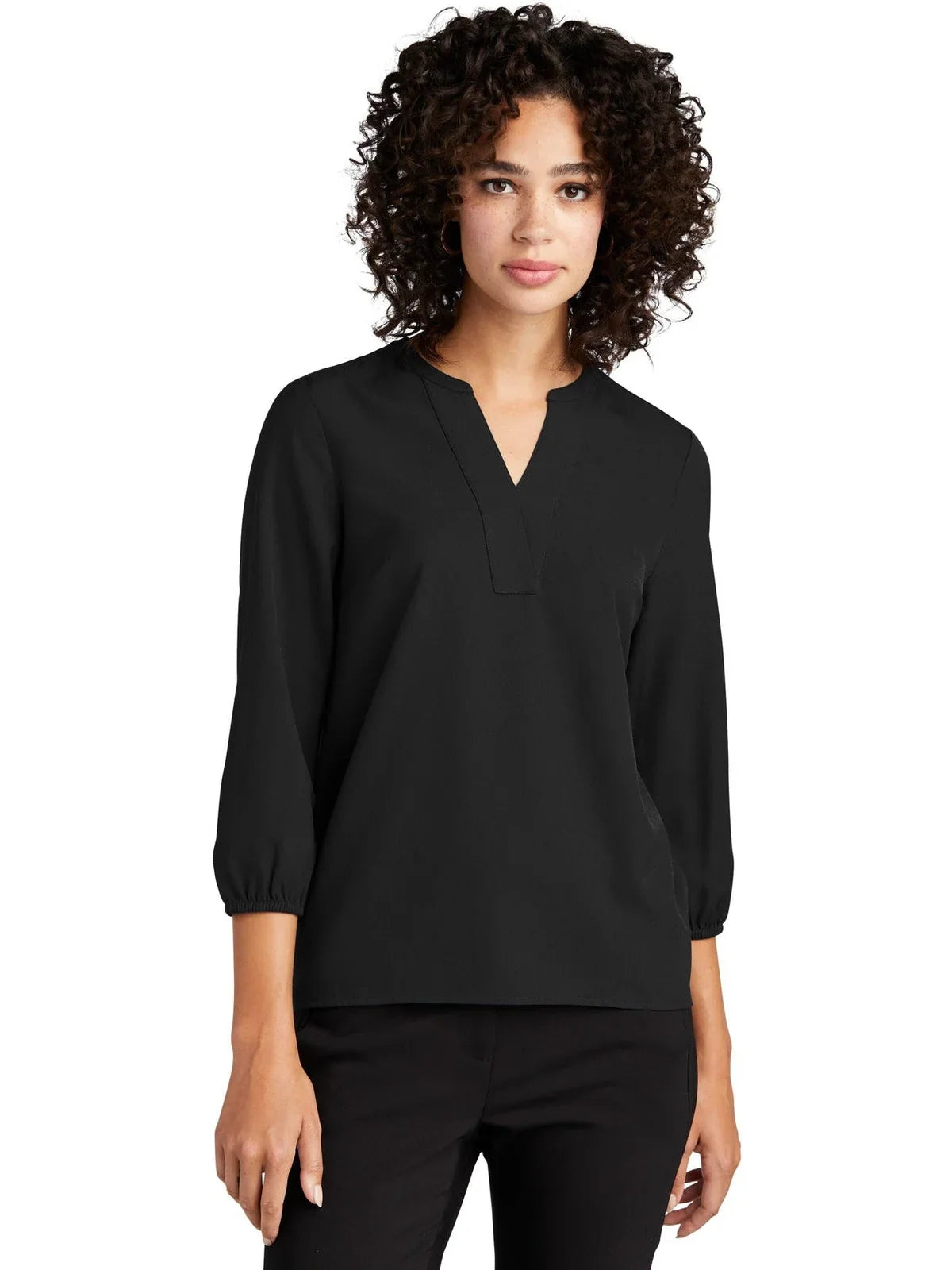 Mercer+Mettle Ladies Stretch Crepe 3/4-Sleeve Blouse with custom logo embroidery
