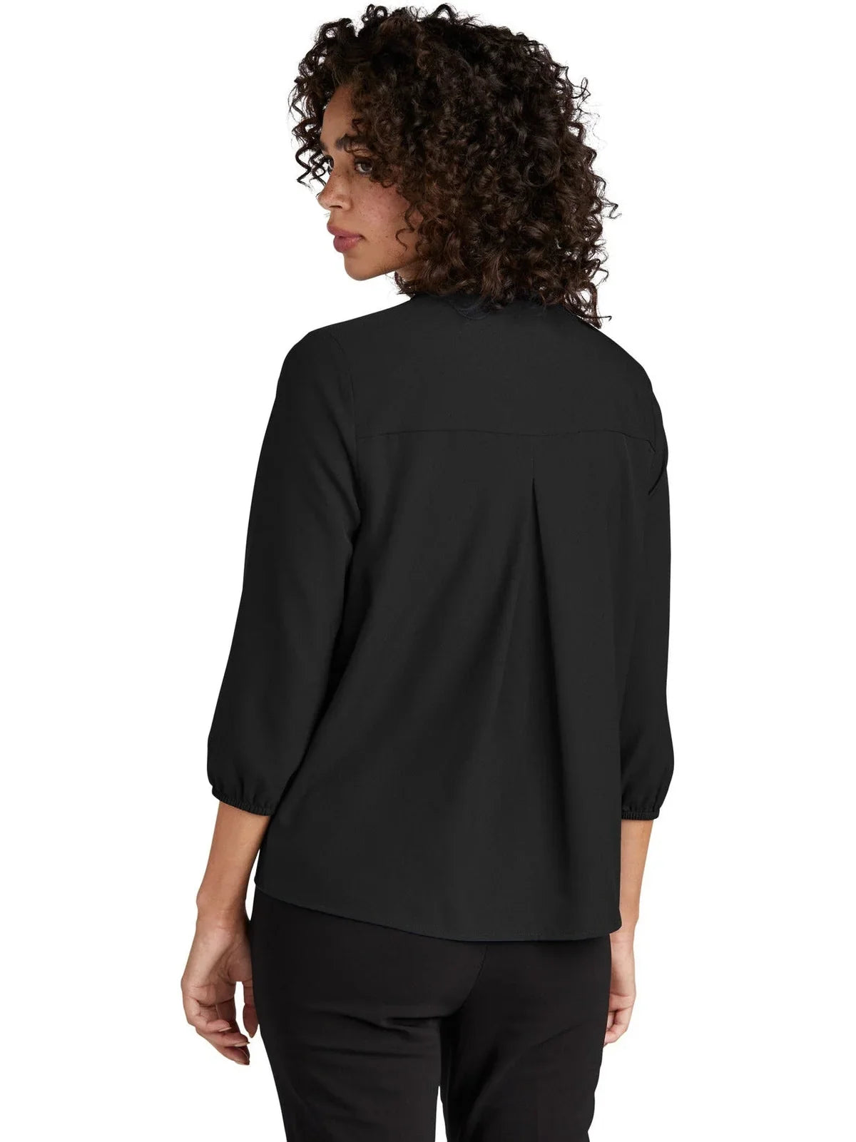 Mercer+Mettle Ladies Stretch Crepe 3/4-Sleeve Blouse with custom logo embroidery