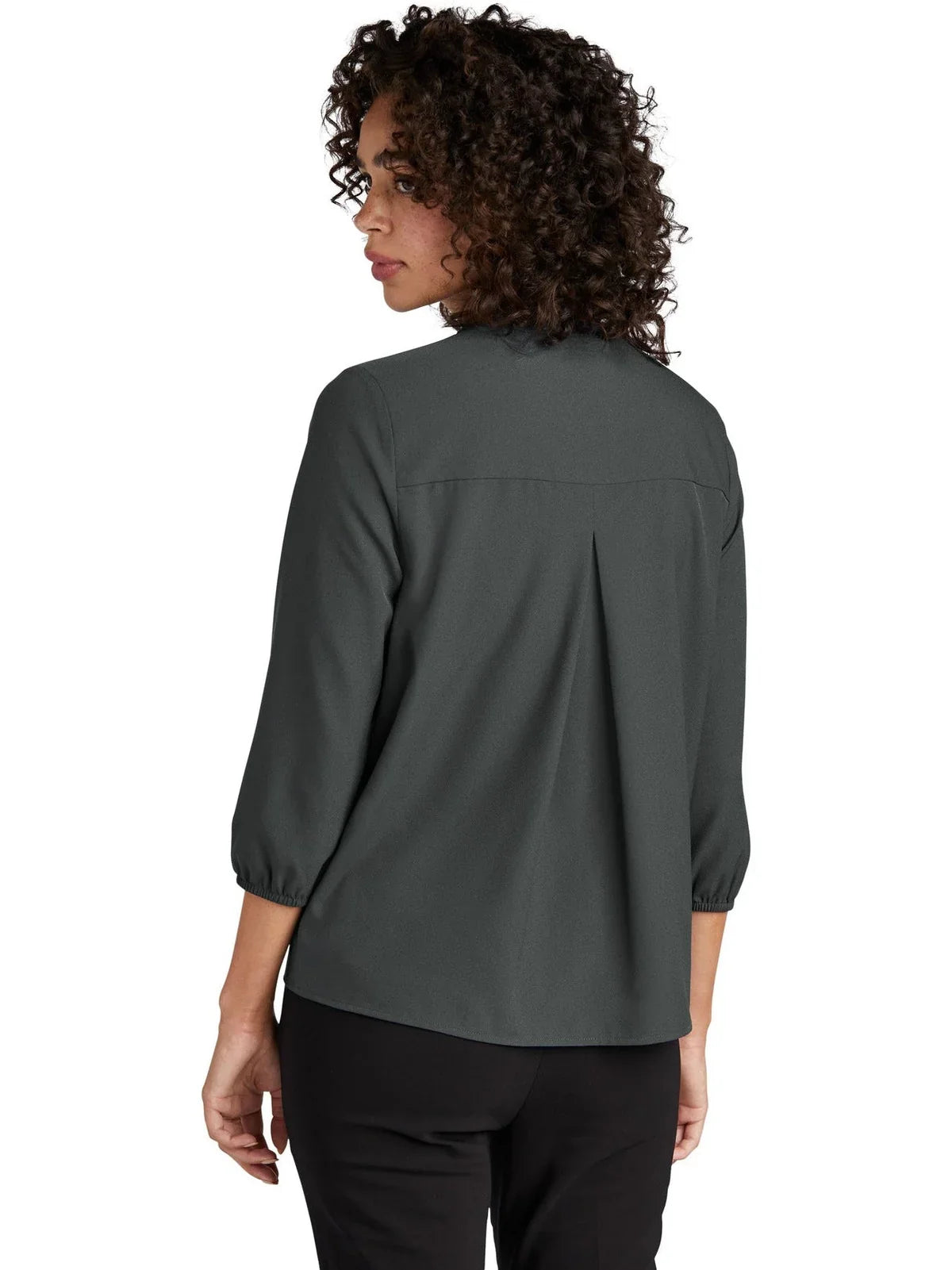 Mercer+Mettle Ladies Stretch Crepe 3/4-Sleeve Blouse with custom logo embroidery