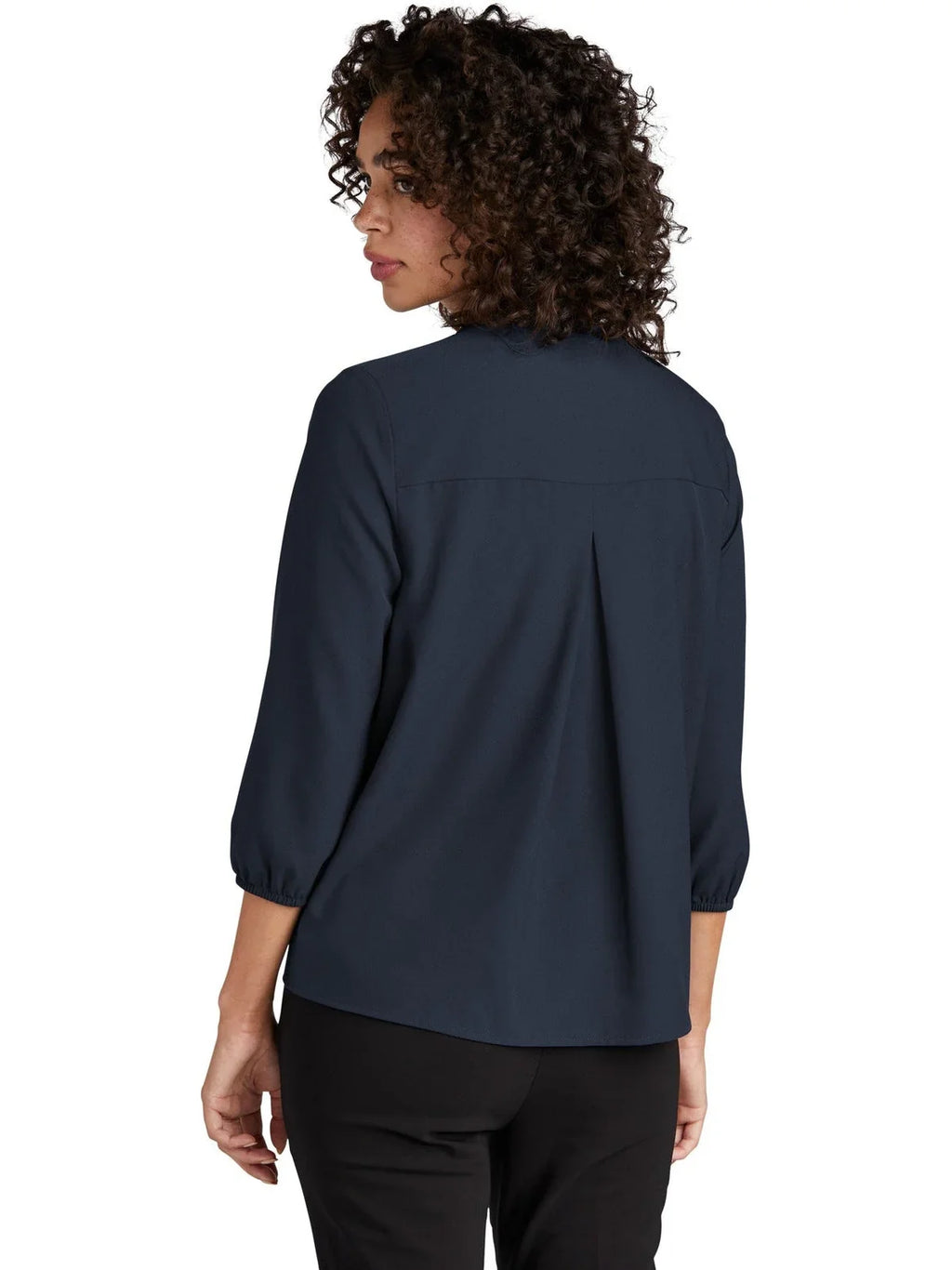 Mercer+Mettle Ladies Stretch Crepe 3/4-Sleeve Blouse with custom logo embroidery