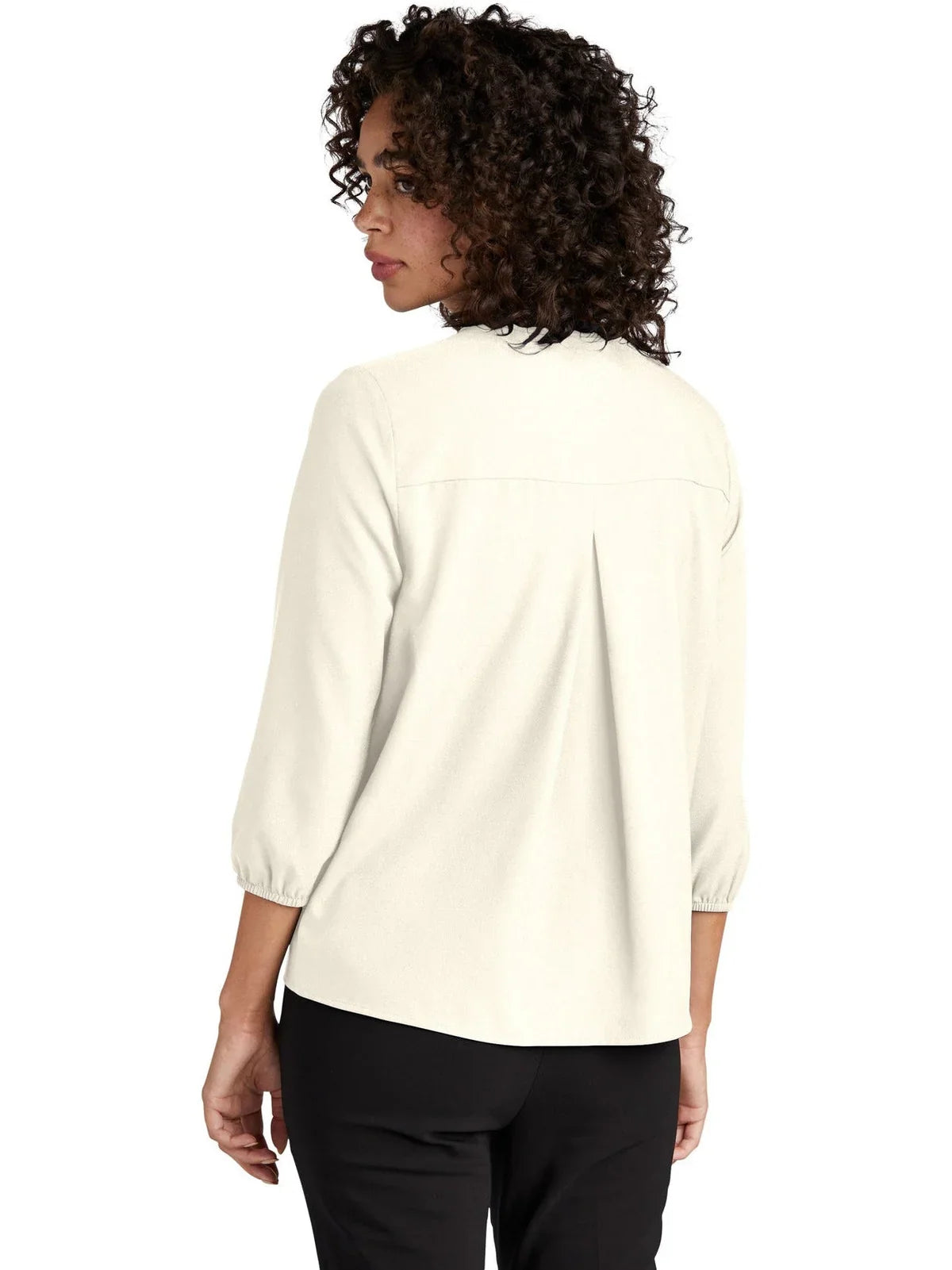 Mercer+Mettle Ladies Stretch Crepe 3/4-Sleeve Blouse with custom logo embroidery