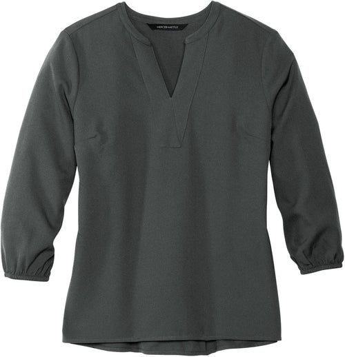 Mercer+Mettle Ladies Stretch Crepe 3/4-Sleeve Blouse with custom logo embroidery