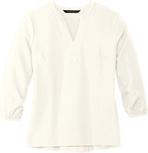 Mercer+Mettle Ladies Stretch Crepe 3/4-Sleeve Blouse with custom logo embroidery