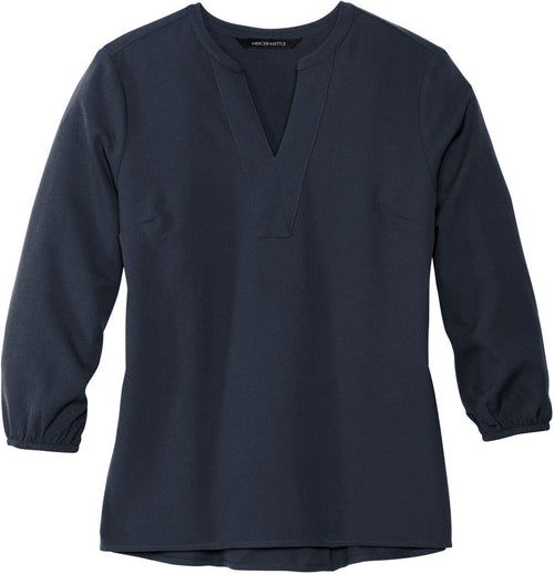 Mercer+Mettle Ladies Stretch Crepe 3/4-Sleeve Blouse with custom logo embroidery