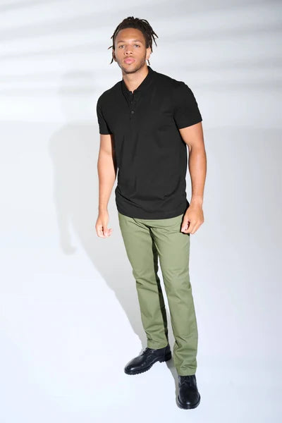 Mercer+Mettle Stretch Pique Henley with custom logo embroidery