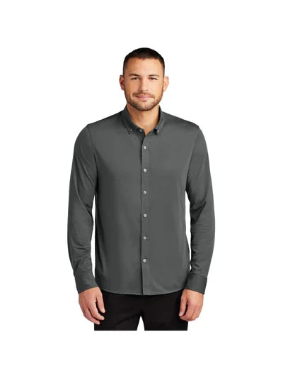 Mercer+Mettle Stretch Jersey Long Sleeve Shirt with custom logo embroidery