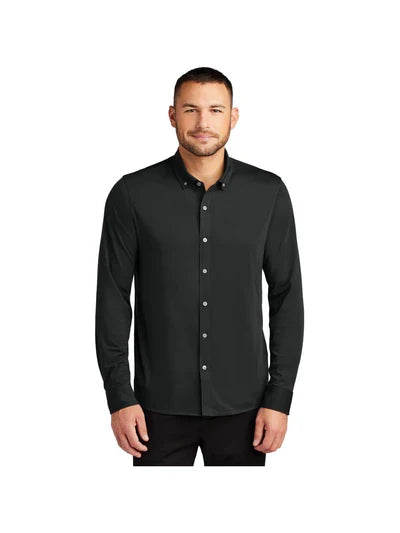 Mercer+Mettle Stretch Jersey Long Sleeve Shirt with custom logo embroidery