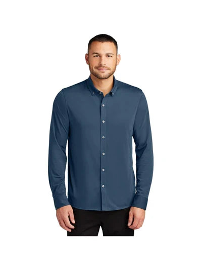 Mercer+Mettle Stretch Jersey Long Sleeve Shirt with custom logo embroidery