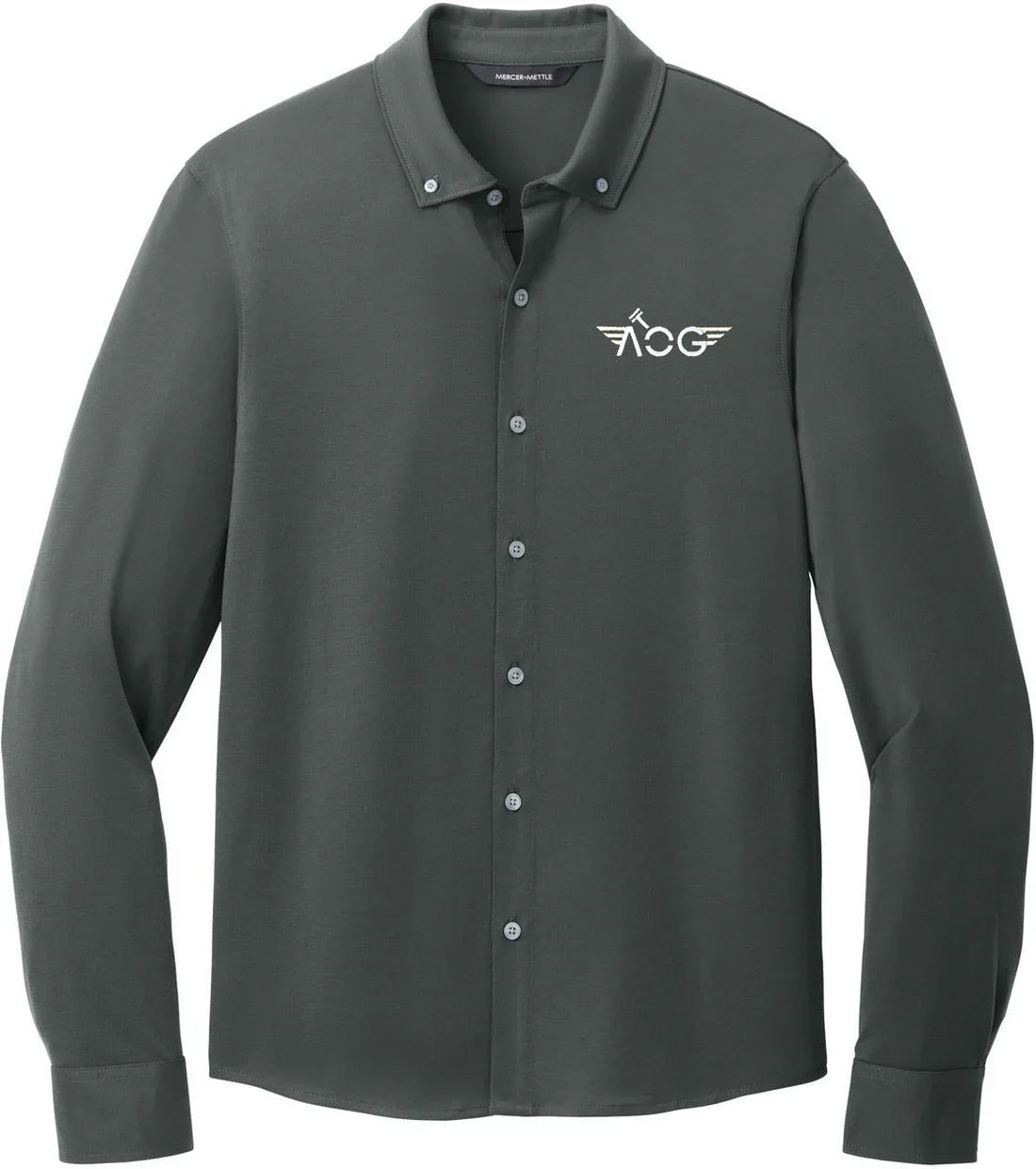 Mercer+Mettle Stretch Jersey Long Sleeve Shirt with custom logo embroidery