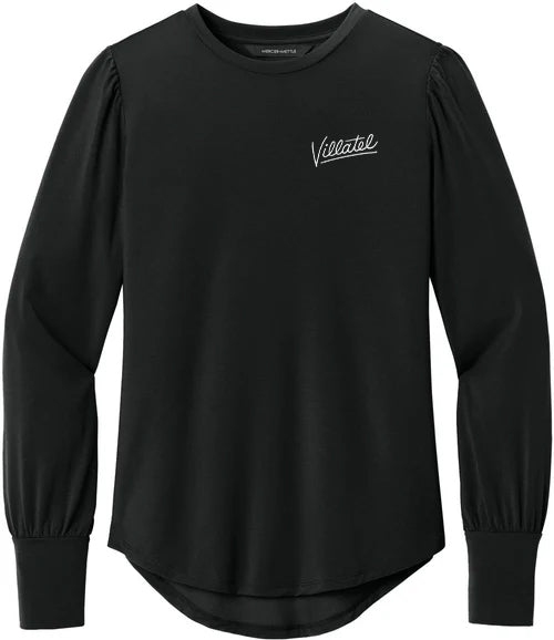 Mercer+Mettle Ladies Stretch Jersey Long Sleeve Blouson Top with custom logo embroidery