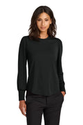 Mercer+Mettle Ladies Stretch Jersey Long Sleeve Blouson Top with custom logo embroidery