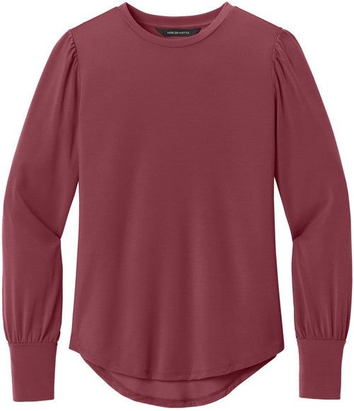 Mercer+Mettle Ladies Stretch Jersey Long Sleeve Blouson Top with custom logo embroidery