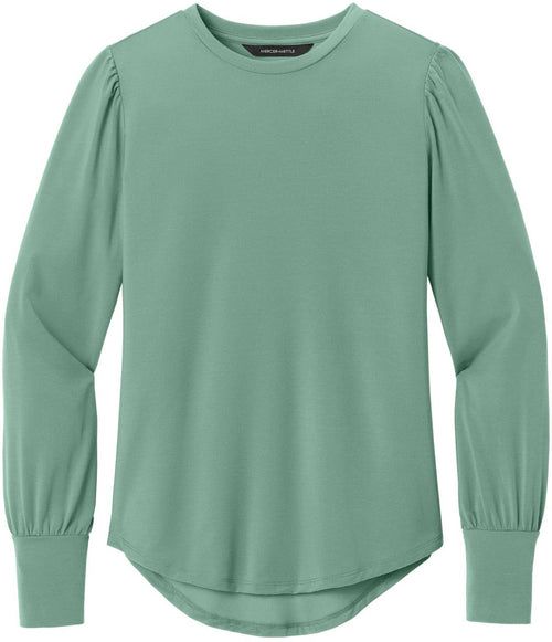 Mercer+Mettle Ladies Stretch Jersey Long Sleeve Blouson Top with custom logo embroidery