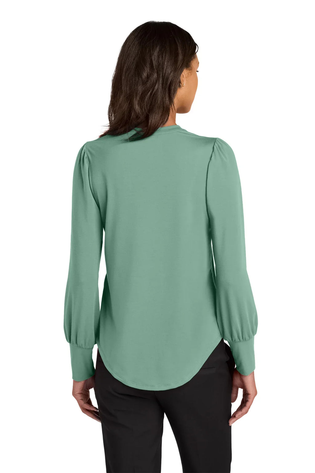 Mercer+Mettle Ladies Stretch Jersey Long Sleeve Blouson Top with custom logo embroidery