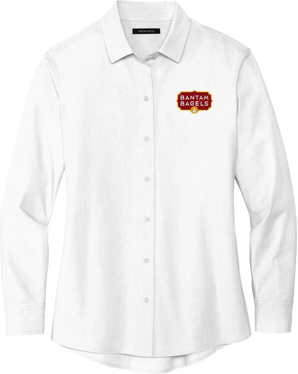 Mercer+Mettle Women’s Long Sleeve Stretch Woven Shirt with custom logo embroidery
