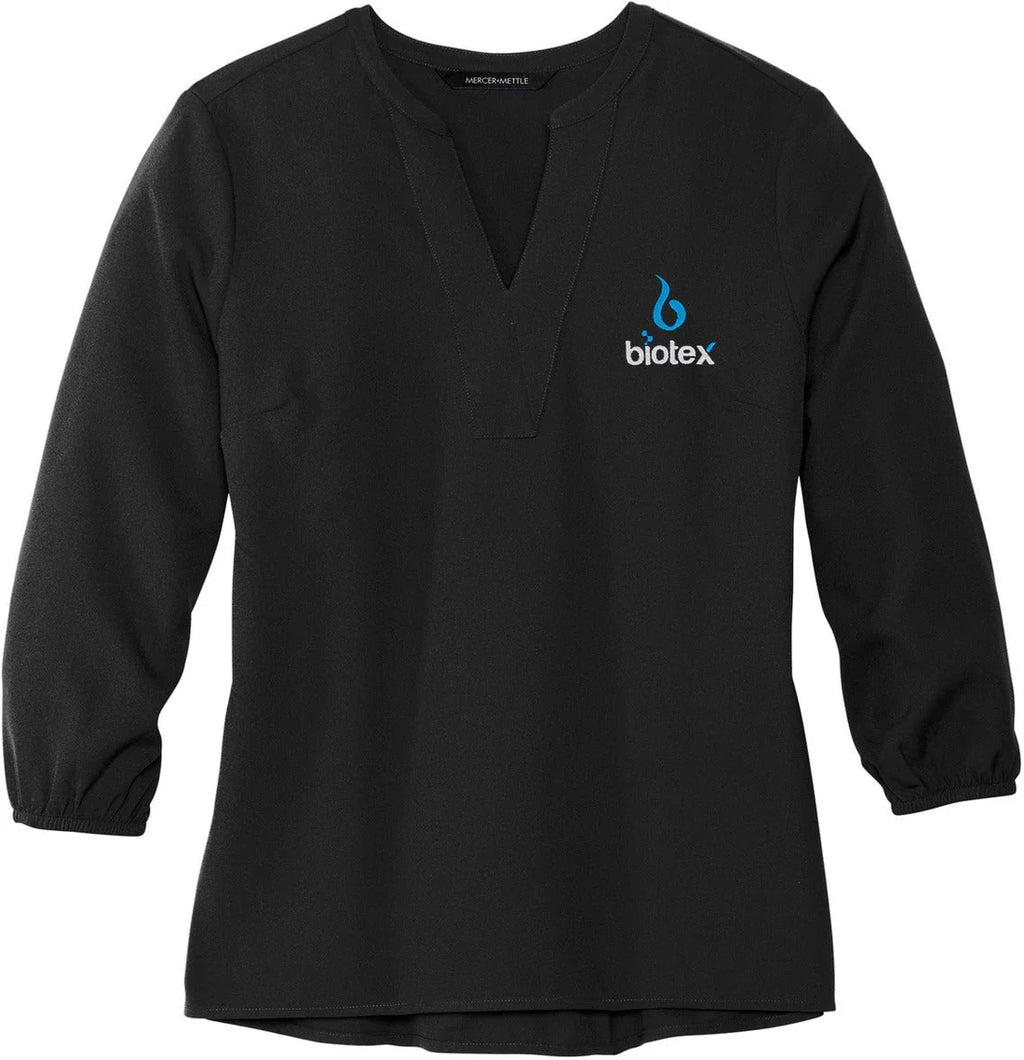 Mercer+Mettle Ladies Stretch Crepe 3/4-Sleeve Blouse with custom logo embroidery
