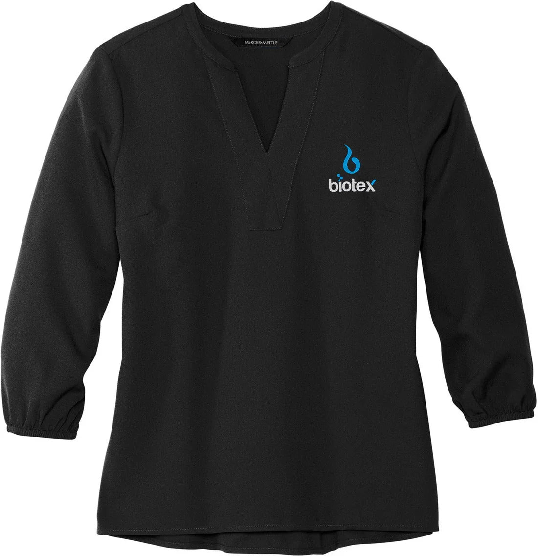 Mercer+Mettle Ladies Stretch Crepe 3/4-Sleeve Blouse with custom logo embroidery