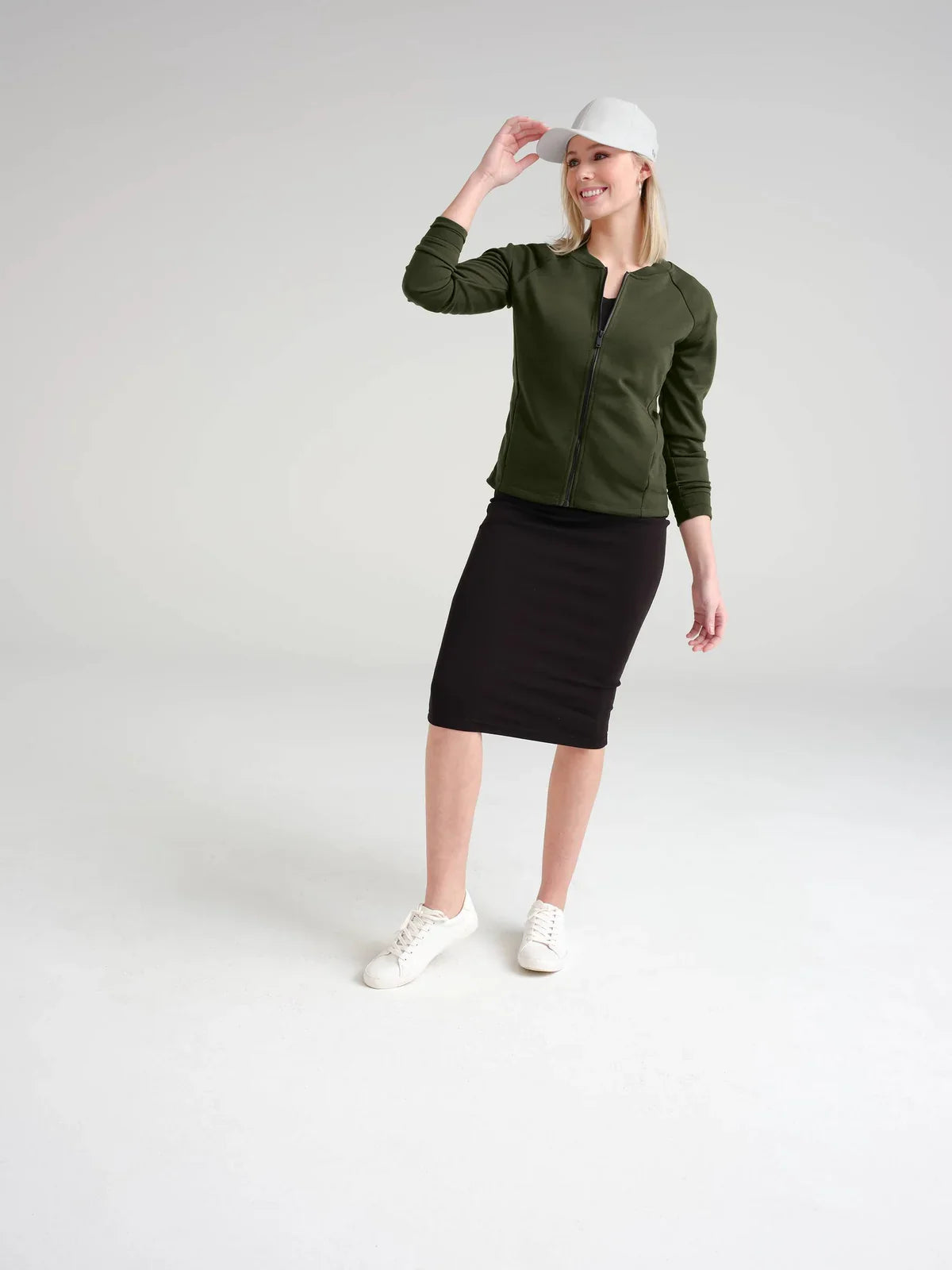 Mercer+Mettle Women's Double-Knit Bomber with custom logo embroidery