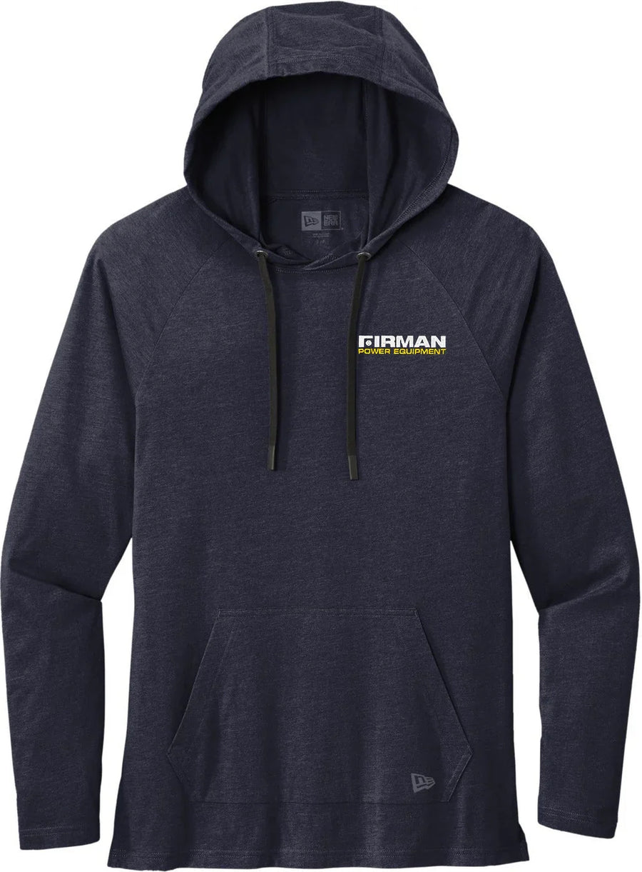 New Era Tri-Blend Hoodie with custom logo embroidery