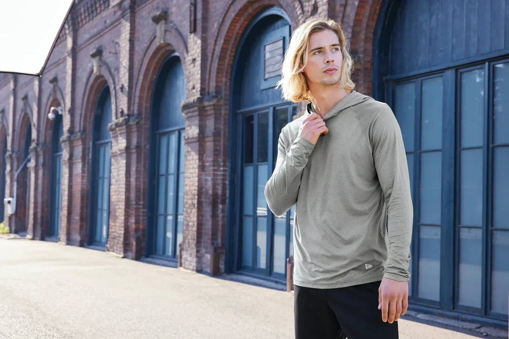 New Era Power Long Sleeve Hoodie with custom logo embroidery