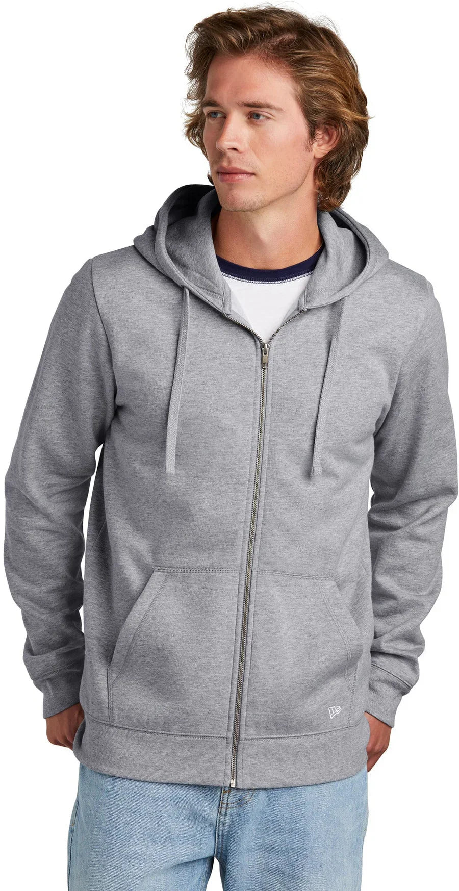 New Era Comeback Fleece Full-Zip Hoodie with custom logo embroidery