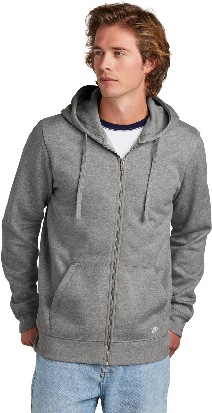 New Era Comeback Fleece Full-Zip Hoodie with custom logo embroidery