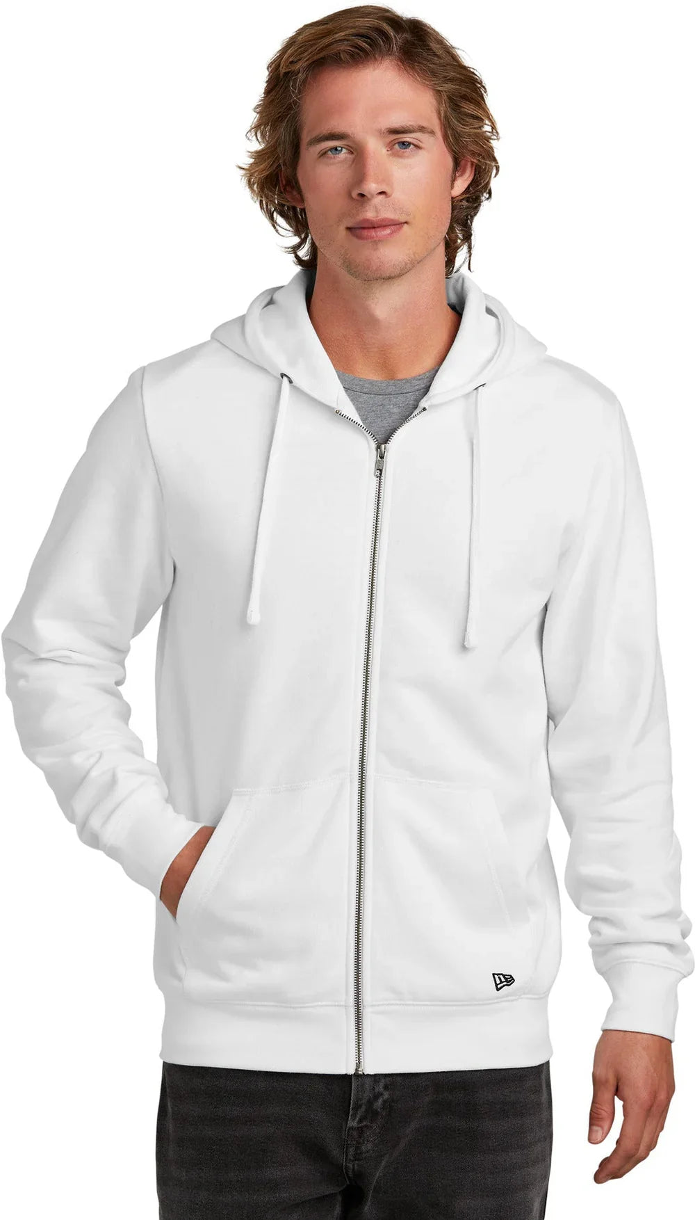 New Era Comeback Fleece Full-Zip Hoodie with custom logo embroidery