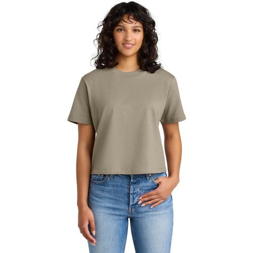 Next Level Apparel Women’s Heavyweight Boxy Tee with custom logo embroidery