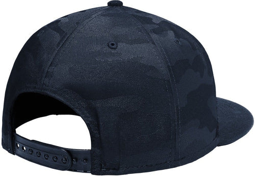 New Era Camo Flat Bill Snapback Cap with custom logo embroidery