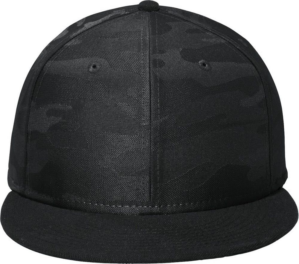 New Era Camo Flat Bill Snapback Cap with custom logo embroidery