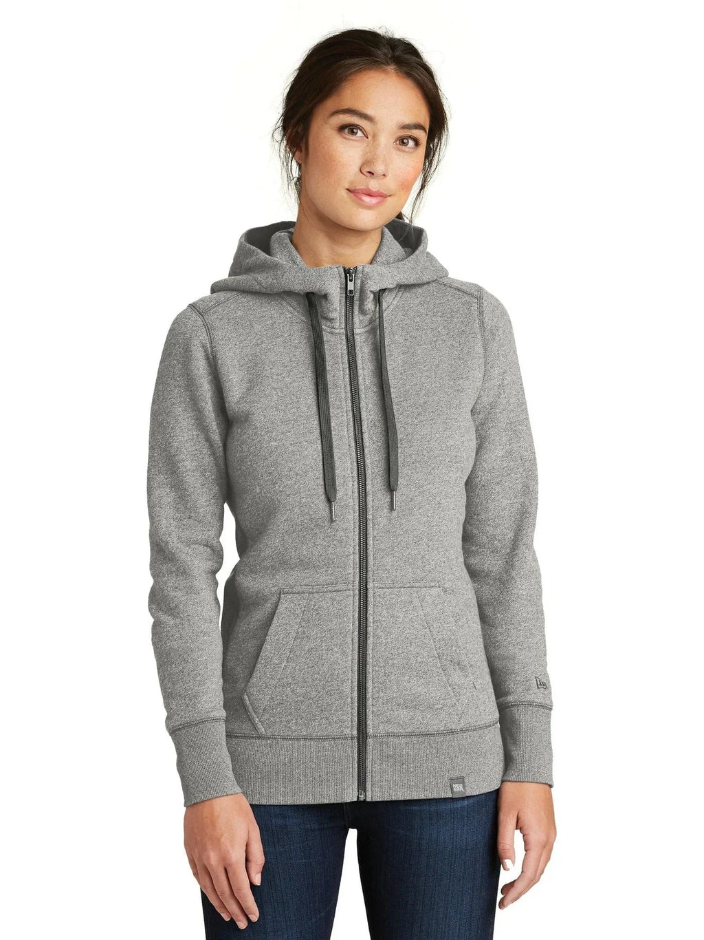 New Era Women's French Terry Full-Zip Hoodie with custom logo embroidery