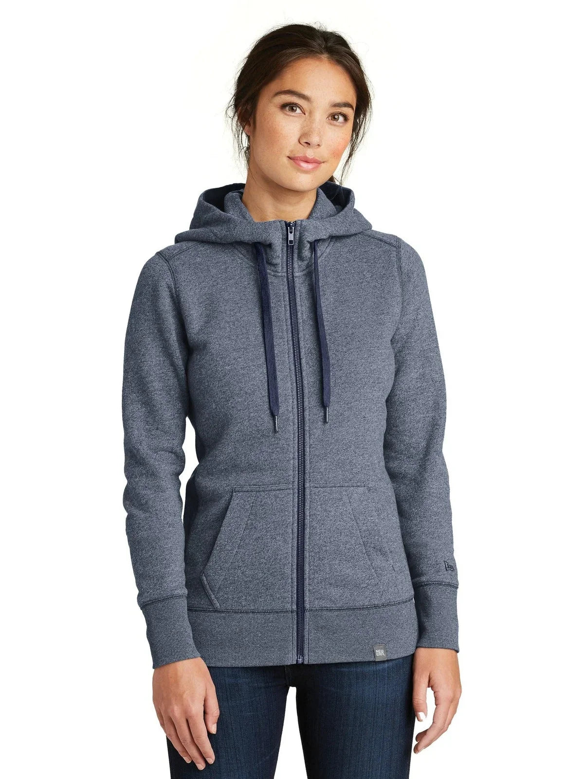 New Era Women's French Terry Full-Zip Hoodie with custom logo embroidery